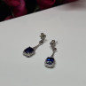 925 Sterling Silver Sapphire Earrings Length 1.5 Inch