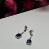 925 Sterling Silver Sapphire Earrings Length 1.5 Inch