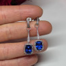 925 Sterling Silver Sapphire Earrings Length 1.5 Inch