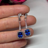 925 Sterling Silver Sapphire Earrings Length 1.5 Inch