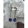 925 Sterling Silver Sapphire Earrings Length 1.5 Inch