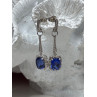 925 Sterling Silver Sapphire Earrings Length 1.5 Inch