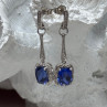 925 Sterling Silver Sapphire Earrings Length 1.5 Inch