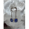925 Sterling Silver Sapphire Earrings Length 1.5 Inch