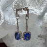 925 Sterling Silver Sapphire Earrings Length 1.5 Inch