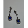 925 Sterling Silver Sapphire Earrings Length 1.5 Inch