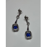 925 Sterling Silver Sapphire Earrings Length 1.5 Inch