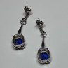 925 Sterling Silver Sapphire Earrings Length 1.5 Inch