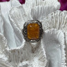 925 Sterling Silver Amber Ring Size 5