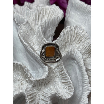 925 Sterling Silver Amber Ring Size 5