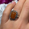 925 Sterling Silver Amber Ring Size 5