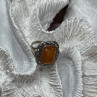 925 Sterling Silver Amber Ring Size 5
