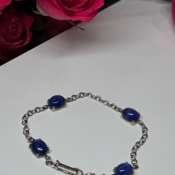 925 Sterling Silver Star Sapphire Bracelet Length 7.5