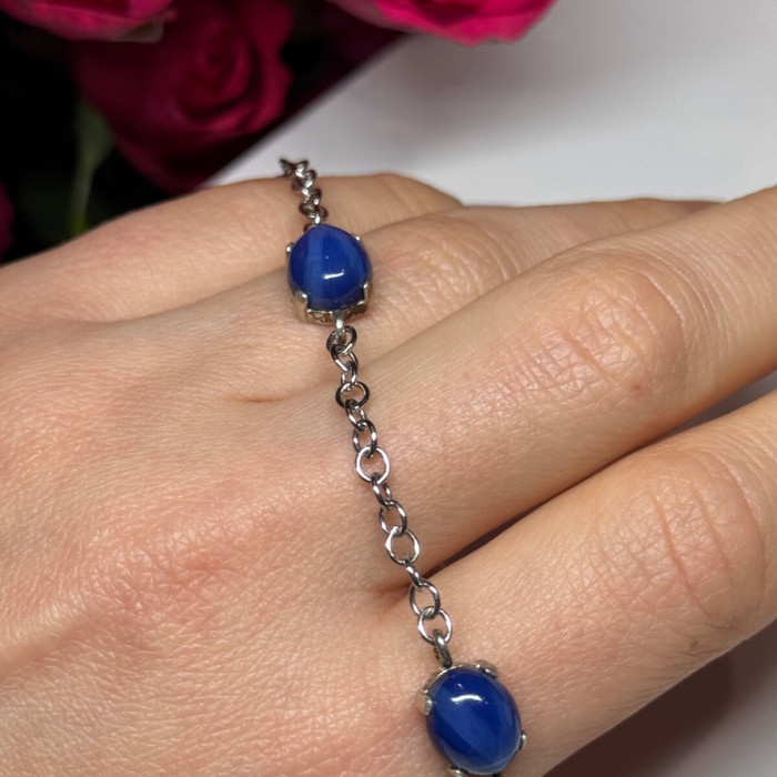925 Sterling Silver Star Sapphire Bracelet Length 7.5