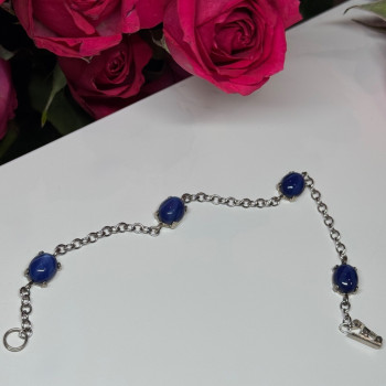925 Sterling Silver Star Sapphire Bracelet Length 7.5