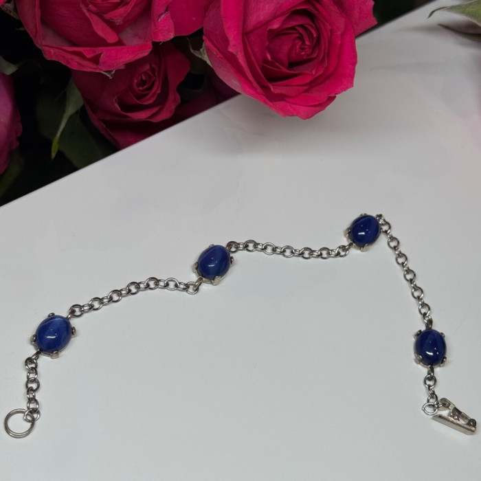 925 Sterling Silver Star Sapphire Bracelet Length 7.5