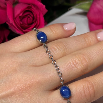 925 Sterling Silver Star Sapphire Bracelet Length 7.5