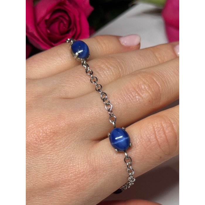 925 Sterling Silver Star Sapphire Bracelet Length 7.5