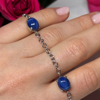 925 Sterling Silver Star Sapphire Bracelet Length 7.5