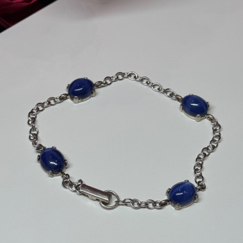 925 Sterling Silver Star Sapphire Bracelet Length 7.5