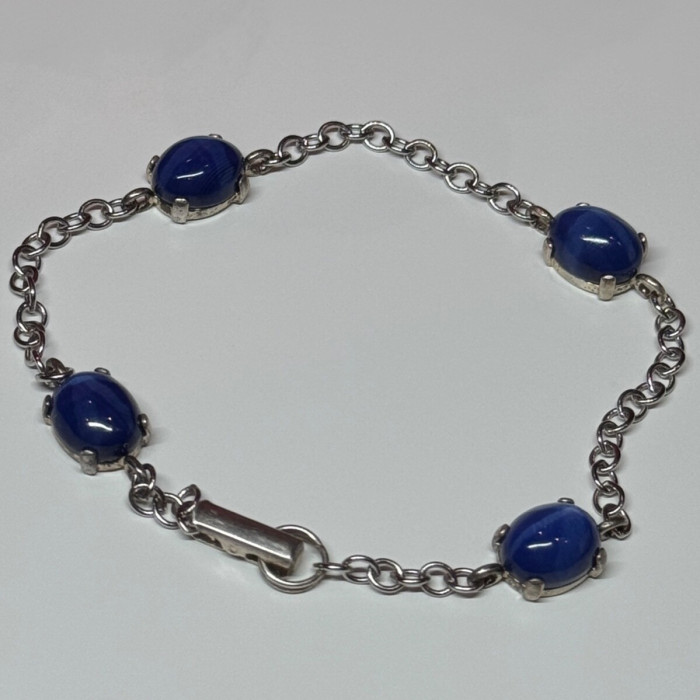 925 Sterling Silver Star Sapphire Bracelet Length 7.5