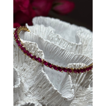 925 Sterling Silver Gold Plated Ruby Bracelet Length 7.5