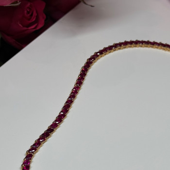 925 Sterling Silver Gold Plated Ruby Bracelet Length 7.5