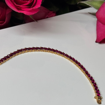 925 Sterling Silver Gold Plated Ruby Bracelet Length 7.5