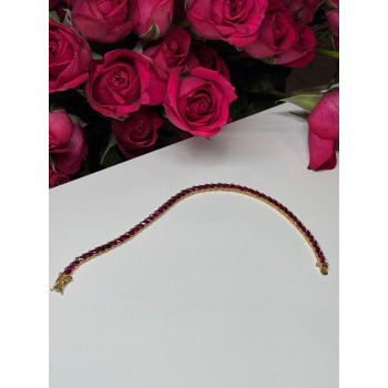 925 Sterling Silver Gold Plated Ruby Bracelet Length 7.5