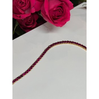 925 Sterling Silver Gold Plated Ruby Bracelet Length 7.5