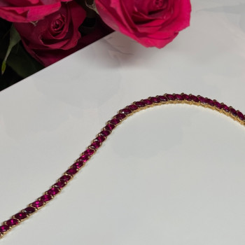 925 Sterling Silver Gold Plated Ruby Bracelet Length 7.5