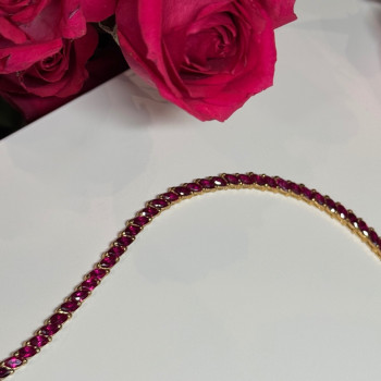 925 Sterling Silver Gold Plated Ruby Bracelet Length 7.5