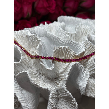 925 Sterling Silver Gold Plated Ruby Bracelet Length 7.5