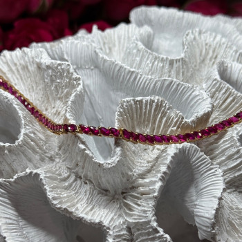 925 Sterling Silver Gold Plated Ruby Bracelet Length 7.5