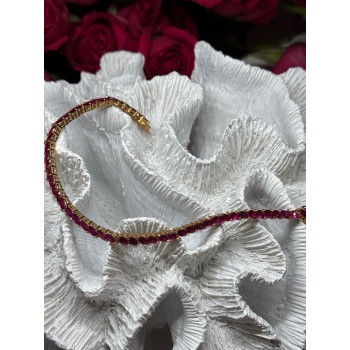 925 Sterling Silver Gold Plated Ruby Bracelet Length 7.5