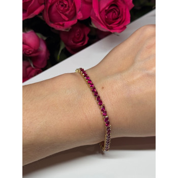 925 Sterling Silver Gold Plated Ruby Bracelet Length 7.5