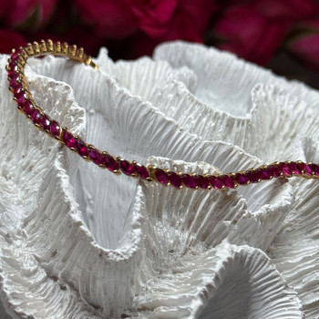925 Sterling Silver Gold Plated Ruby Bracelet Length 7.5
