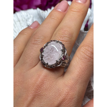 925 Sterling Silver Morganite & Pink Spinel Ring Size 7