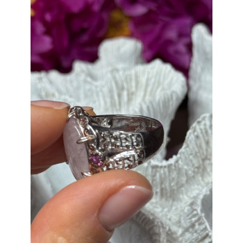 925 Sterling Silver Morganite & Pink Spinel Ring Size 7