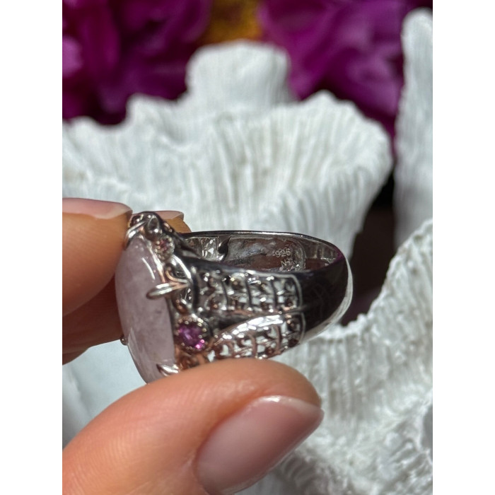 925 Sterling Silver Morganite & Pink Spinel Ring Size 7