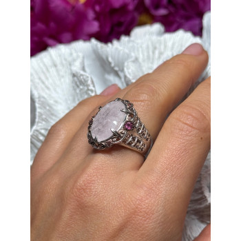 925 Sterling Silver Morganite & Pink Spinel Ring Size 7