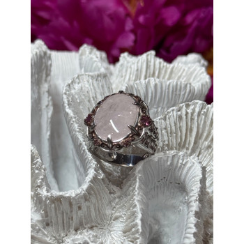 925 Sterling Silver Morganite & Pink Spinel Ring Size 7