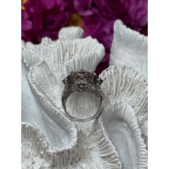 925 Sterling Silver Morganite & Pink Spinel Ring Size 7