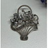 925 Sterling Silver CZ & Marcasites Flowers Brooch