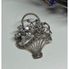 925 Sterling Silver CZ & Marcasites Flowers Brooch