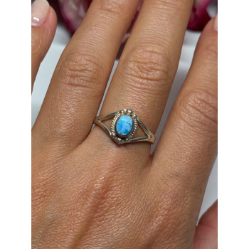 925 Sterling Silver Turquoise Ring Size 8