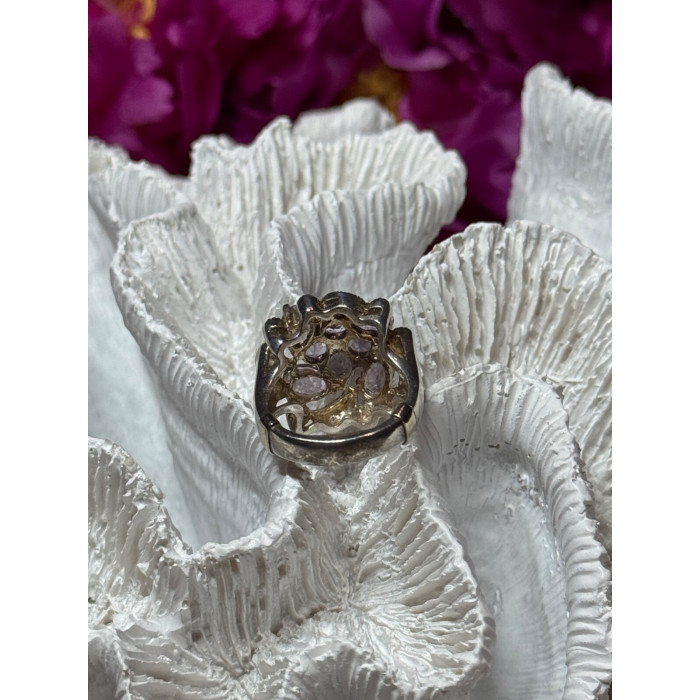 925 Sterling Silver Amethyst & Marcasite Ring Size 5