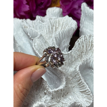 925 Sterling Silver Amethyst & Marcasite Ring Size 5