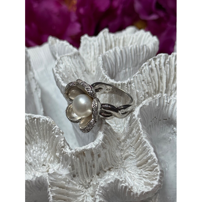925 STERLING SILVER PEARL & WHITE SAPPHIRE 