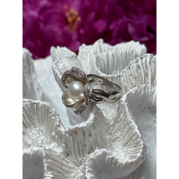 925 STERLING SILVER PEARL & WHITE SAPPHIRE 